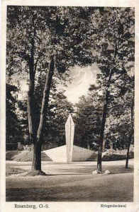 Rosenberg, Oberschlesien - Kriegerdenkmal (alte Postkarte)